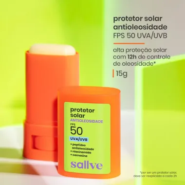 Protetor Solar Sallve Bast&atilde;o FPS 50 Antioleosidade 15g