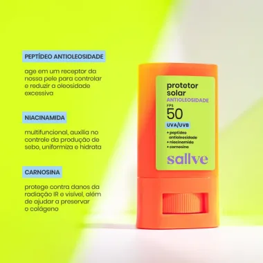 Protetor Solar Sallve Bast&atilde;o FPS 50 Antioleosidade 15g