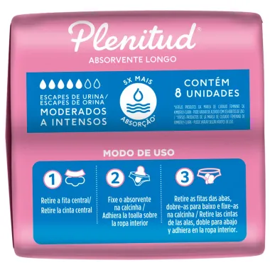 Absorvente Plenitud Noturno com Abas 8 Unidades