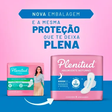 Absorvente Plenitud Noturno com Abas 8 Unidades