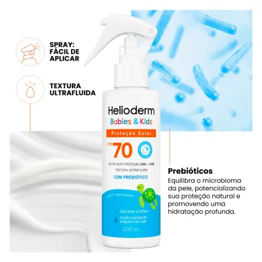 Protetor Solar Helioderm Babies e Kids FPS 70 com Prebiótico Spray 200ml