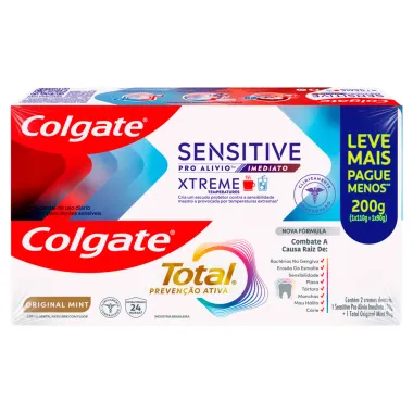 Creme Dental Colgate Sensitive Pro Alívio Imediato XTREME 110g e Creme Dental Colgate Total Original Mint 90g
