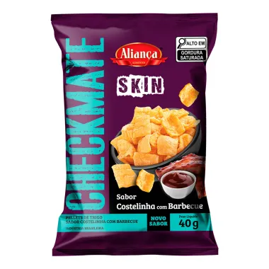 Salgadinho Alian&ccedil;a Checkmate Skin Sabor Costelinha com Barbecue 40g