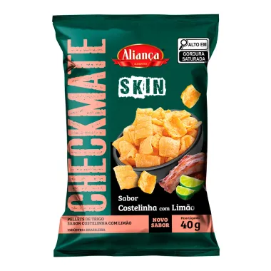 Salgadinho Alian&ccedil;a Checkmate Skin Sabor Costelinha em Lim&atilde;o 40g
