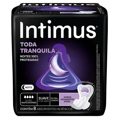 Absorvente Intimus Toda Tranquila Noite Suave com Abas Extra Longo 8 Unidades
