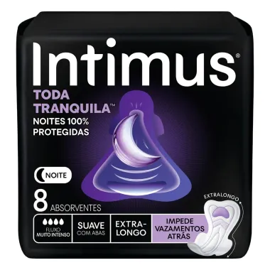 Absorvente Intimus Toda Tranquila Noite Suave com Abas Extra Longo 8 Unidades