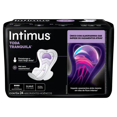 Absorvente Intimus Toda Tranquila Noite Suave com Abas Extra Longo 24 Unidades