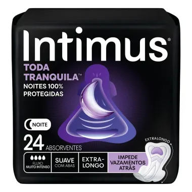 Absorvente Intimus Toda Tranquila Noite Suave com Abas Extra Longo 24 Unidades