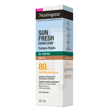 Protetor Solar Facial Neutrogena Sun Fresh Derm Care FPS80 Cor 3.0 Oil Control 40ml