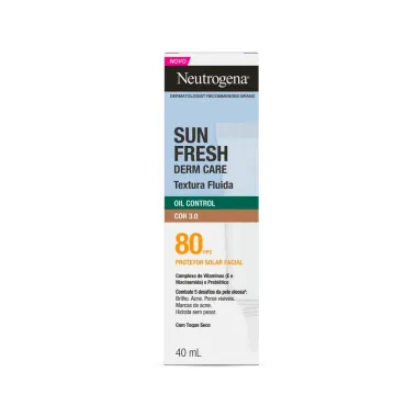 Protetor Solar Facial Neutrogena Sun Fresh Derm Care FPS80 Cor 3.0 Oil Control 40ml