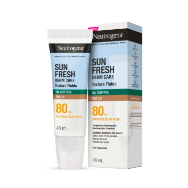 Protetor Solar Facial Neutrogena Sun Fresh Derm Care FPS80 Cor 3.0 Oil Control 40ml