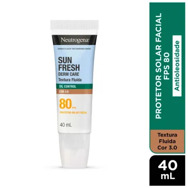 Protetor Solar Facial Neutrogena Sun Fresh Derm Care FPS80 Cor 3.0 Oil Control 40ml