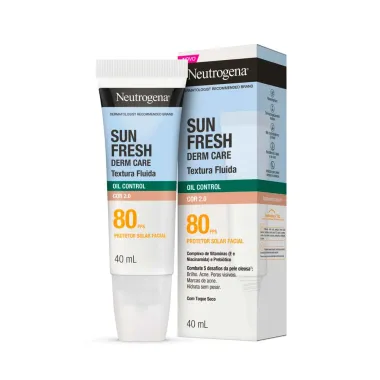 Protetor Solar Facial Neutrogena Sun Fresh Derm Care FPS80 Cor 2.0 Oil Control 40ml