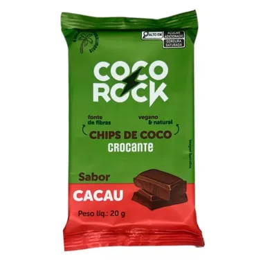 Chips de Coco Crocante Coco Rock Sabor Cacau 20g