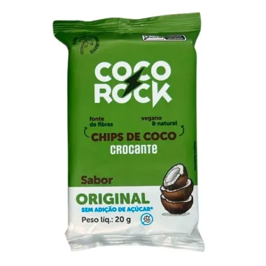 Chips de Coco Crocante Coco Rock Sabor Original Sem Açúcar 20g