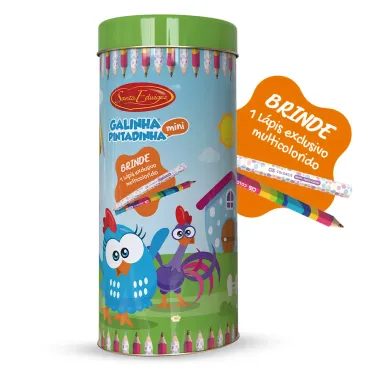 Biscoito Galinha Pintadinha Mini Santa Edwiges Ao Leite Ganhe 1 Lápis Multicolorido Sortidos Lata