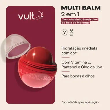 Multi Balm Vult 2 em 1 Boca & Olhos Bala de Morango 6,5g