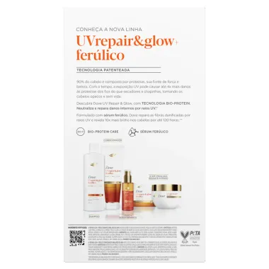 Kit Dove UV Repair e Glow Ferúlico Expert em Danos Shampoo 350ml e Condicionador 150ml
