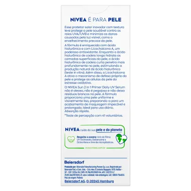 Primer Nivea Sun Daily UV Sérum 2 em 1  FPS 70 Sem Perfume 30ml