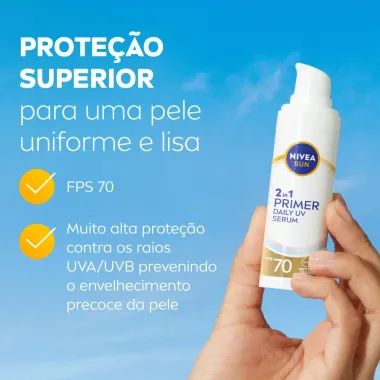 Primer Nivea Sun Daily UV S&eacute;rum 2 em 1  FPS 70 Sem Perfume 30ml