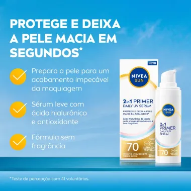 Primer Nivea Sun Daily UV S&eacute;rum 2 em 1  FPS 70 Sem Perfume 30ml