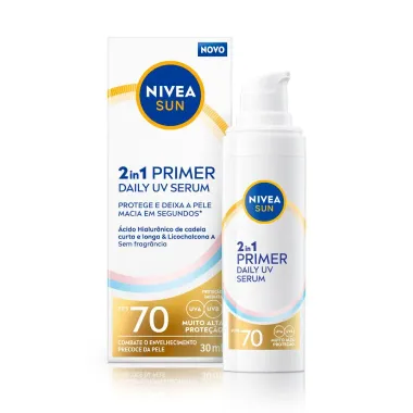 Primer Nivea Sun Daily UV S&eacute;rum 2 em 1  FPS 70 Sem Perfume 30ml
