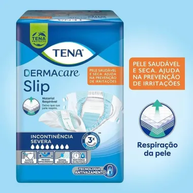 Fralda Geri&aacute;trica Tena Slip DermaCare G Leve 32 Pague 28 unidades