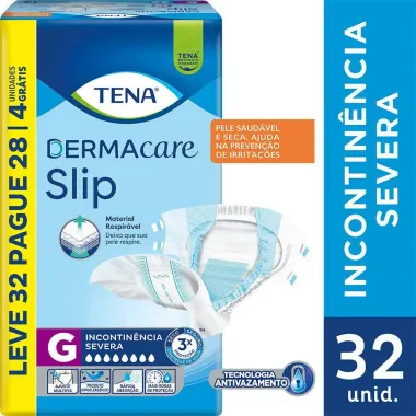 Fralda Geri&aacute;trica Tena Slip DermaCare G Leve 32 Pague 28 unidades
