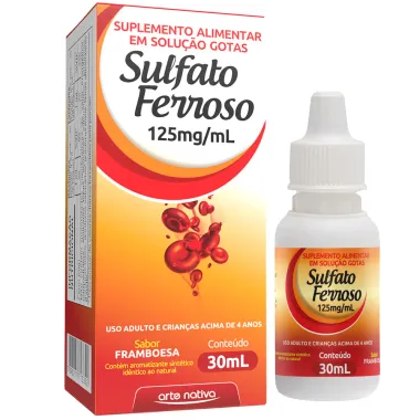 Sulfato Ferroso 125mg/ml Sabor Framboesa 30ml