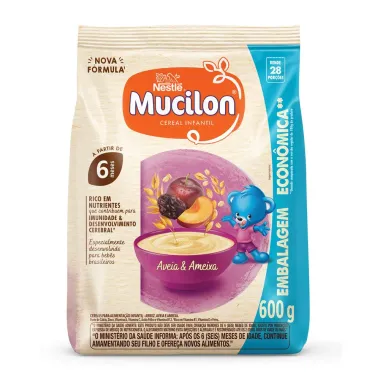 Mucilon Cereal Infantil Sabor Aveia e Ameixa Sachê 600g