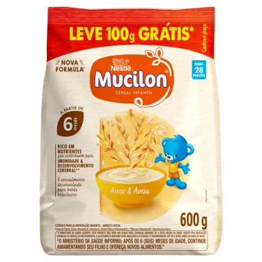 Mucilon Cereal Infantil Sabor Arroz e Aveia a Partir de 6 Meses Sachê 600g