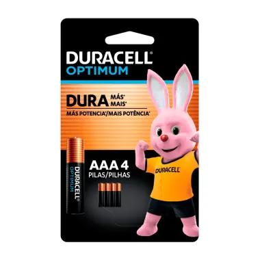 Pilhas Duracell Optimum AAA Alcalinas com 4 Unidades
