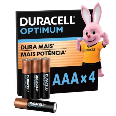 Pilhas Duracell Optimum AAA Alcalinas com 4 Unidades