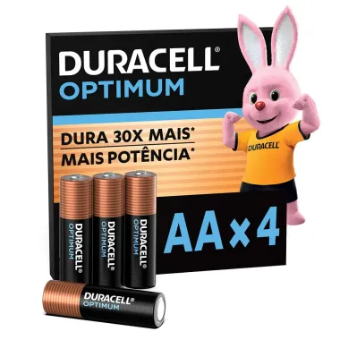 Pilhas Duracell Optimum AA Alcalinas com 4 Unidades