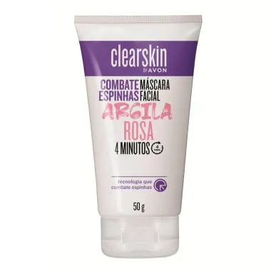 Máscara Facial ClearSkin Avon Argila Rosa Combate Espinhas 50g
