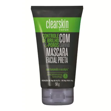 Máscara Facial Preta Clearskin Avon Carvão Controle de Brilho e Poros 50g