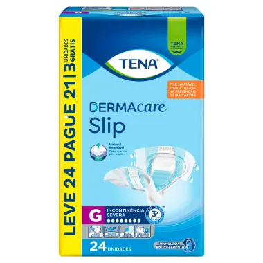 Fralda Tena DermaCare Slip Tamanho G Leve 24 e Pague 21 Unidades Descartáveis
