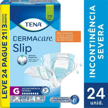 Fralda Geri&aacute;trica Tena Slip Dermacare G Leve 24 Pague 21 unidades