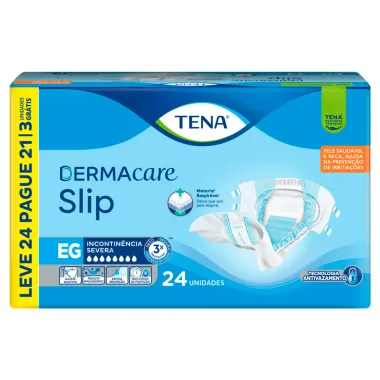 Fralda Tena DermaCare Slip Tamanho EG Leve 24 e Pague 21 Unidades Descartáveis