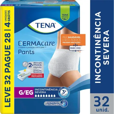 Roupa Íntima Tena Pants DermaCare G/EG Leve 32 Pague 28 Unidades