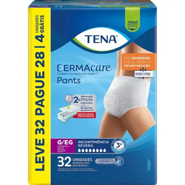 Roupa Íntima Tena Pants DermaCare G/EG Leve 32 Pague 28 Unidades