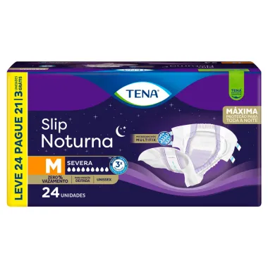 Fralda Tena Slip Noturna Tamanho M Leve 24 Pague 21 Unidades Descartáveis