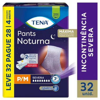 Roupa Íntima Tena Pants Noturna Tamanho P/M Leve 32 Pague 28 Unidades Descartáveis