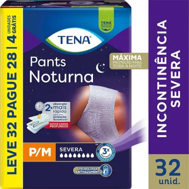 Roupa Íntima Tena Pants Noturna Tamanho P/M Leve 32 Pague 28 Unidades e Ganhe 4 Unidades