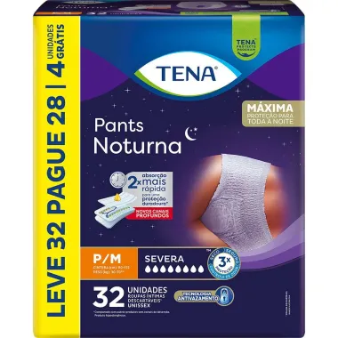Roupa Íntima Tena Pants Noturna Tamanho P/M Leve 32 Pague 28 Unidades e Ganhe 4 Unidades