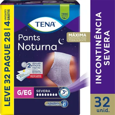 Roupa Íntima Tena Pants Noturna Tamanho G/EG Leve 32 Pague 28 e Ganhe 4 Unidades