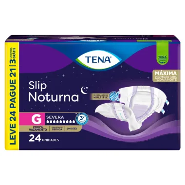 Fralda Tena Slip Noturna Tamanho G Leve 24 Pague 21 Unidades Descartáveis