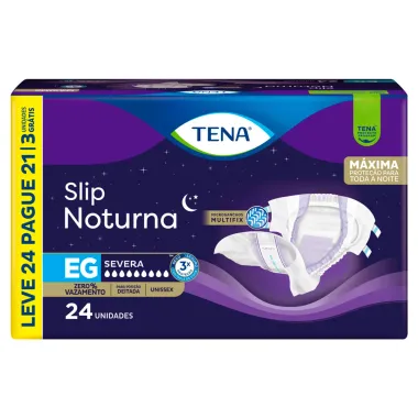 Fralda Tena Slip Noturna Tamanho EG Leve 24 Pague 21 Unidades Descartáveis