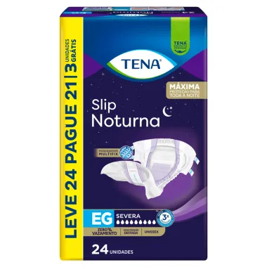 Fralda Tena Slip Noturna Tamanho EG Leve 24 Pague 21 Unidades Descartáveis