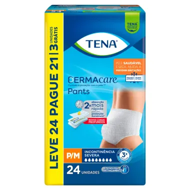 Roupa Íntima Tena Dermacare Pants Tamanho P/M Leve 24 e Pague 21 Unidades Descartáveis